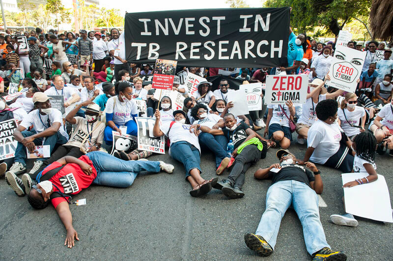 November 3 2015 - TAC march to the CTICC to demand more funding for research into & the treatment of TB, the leading cause of preventable mortality in South Africa. Cape Town. Picture by David Harrison